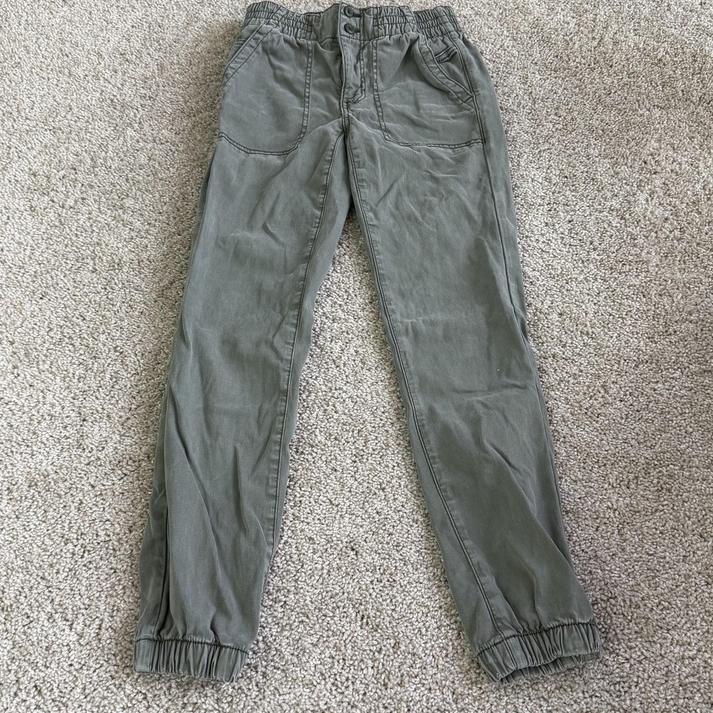 American Eagle Outfitters Jogger Pants Womens 0 Green Twill Tapered Stretch